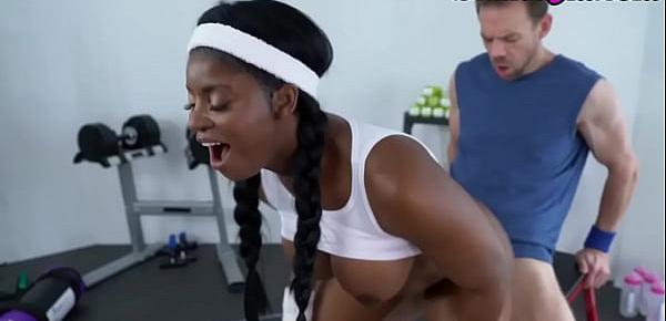  Black booty gym babe fucking personal instructor